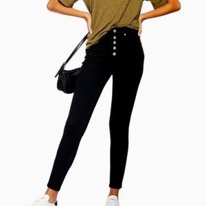 topshop jamie high waist button fly jeans in black size 28